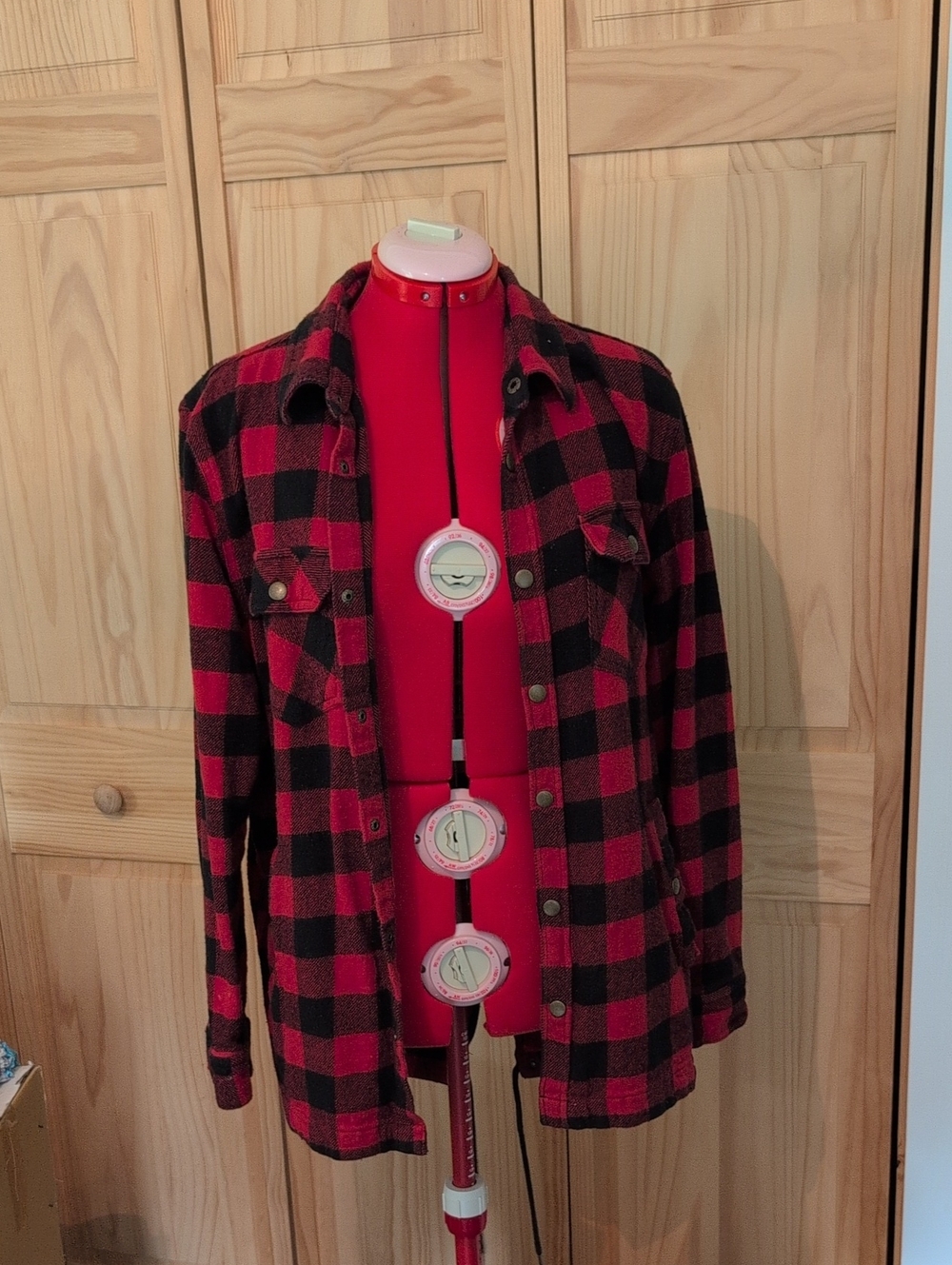 Red and Black Plaid Women's Shirt Jacket By Smoke Rise